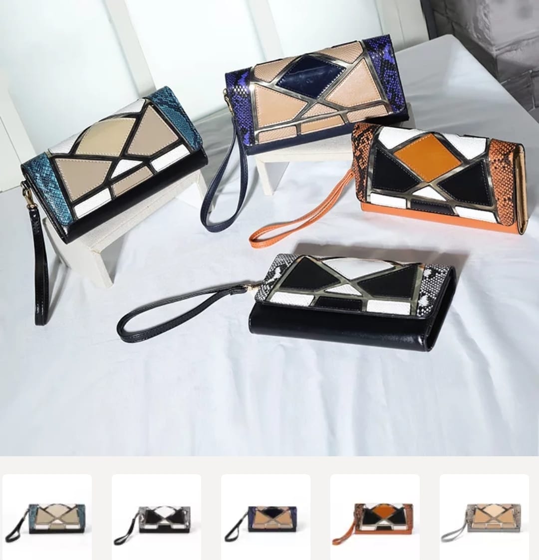 Abstract Handbag & Matching Wallet