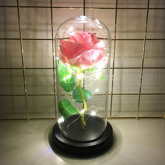 LED Luminous Rose with Glass Cover