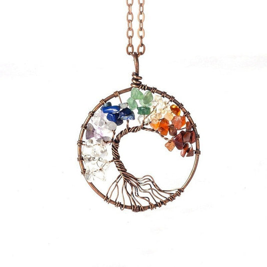 Rainbow Stone Tree Necklace