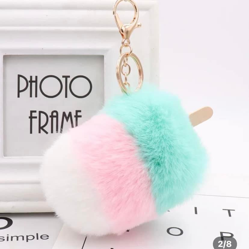 Ice Cream Popsicle Fluffy Keychain
