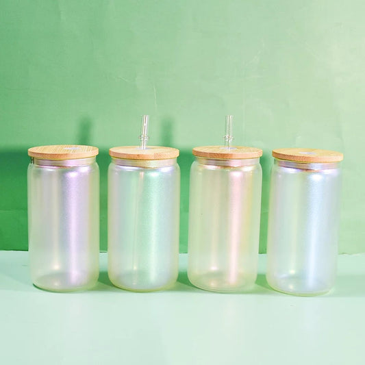Iridescent Glass Cans