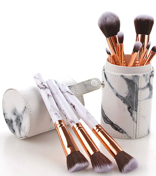 Gold and Marble Makeup Brush Set